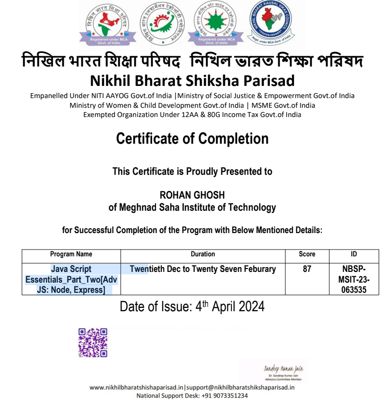 Java Script Essentials[Adv JS: Node, Express]